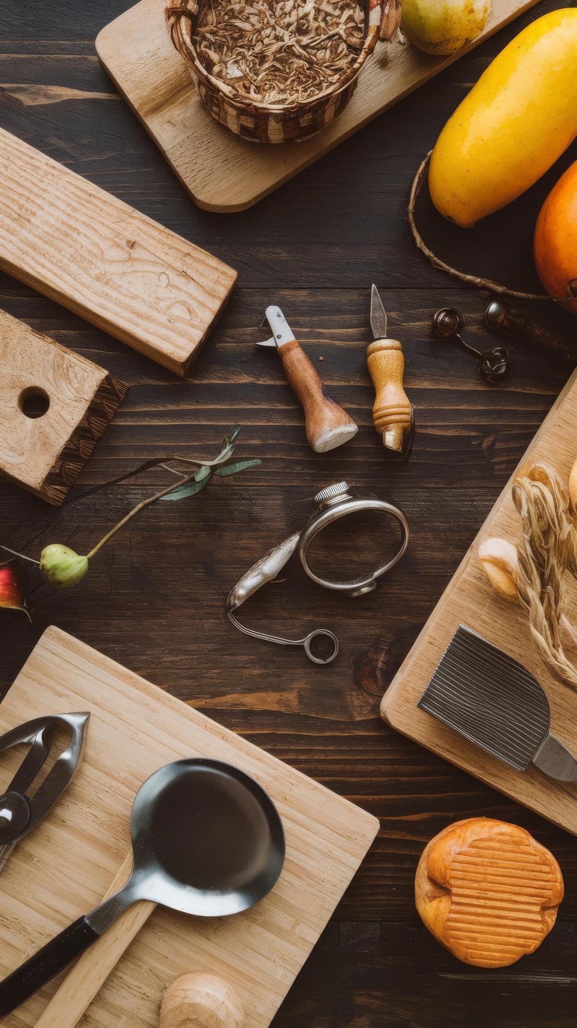 Banco di cucina con ingredienti selezionati